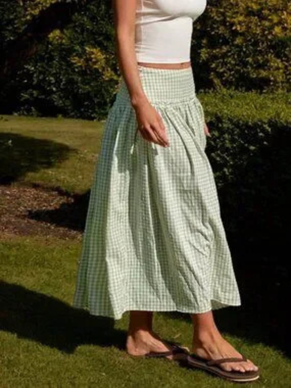 ZARA Green Casual Women's Pleated Long A-Line Skirt
